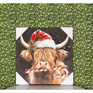 Christmas Highland Cow Canvas Print Wood Frame Hobby Lobby Viral